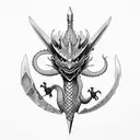 dragon dagger mountain ivy tattoo design idea