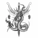 dragon dagger mountain ivy tattoo design idea