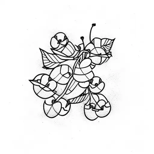 Cherries striped black and red tattoo design idea