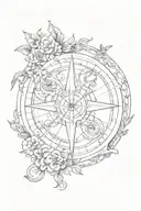 Virgo, yin yang, anchor, compass rose intertwined tattoo design idea