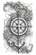 It should be a combination of an anchor, compass(travel), love, compassion & empathy tattoo design idea