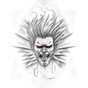 Falling icarus with chainsawman head tattoo design idea