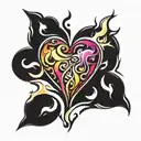 An simple design of hearts with flames, inspired by the heart on fire emoji tattoo design idea