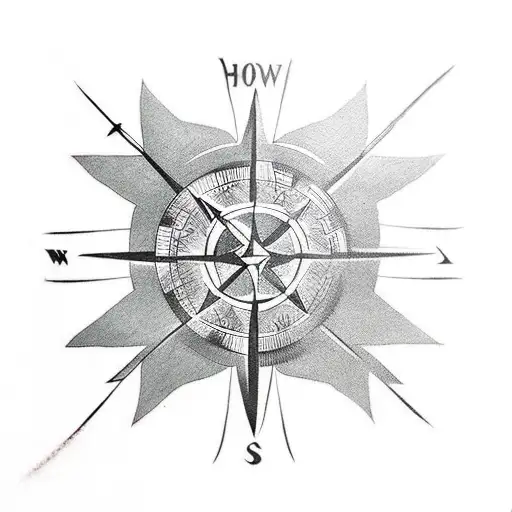 arrow compass japan tattoo design idea
