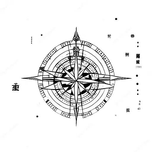 arrow compass japan tattoo design idea