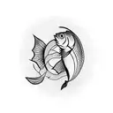 carp with sunset tattoo design idea
