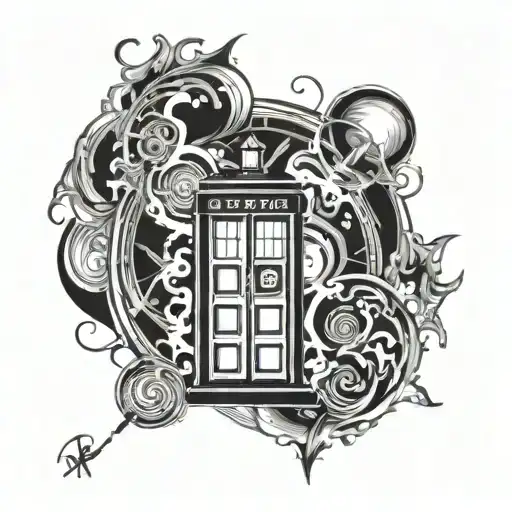 TARDIS in time vortex tattoo design idea