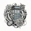 TARDIS in time vortex tattoo design idea