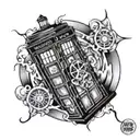 TARDIS in time vortex tattoo design idea