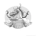 A chef singing while cooking with a dragon as their sous chef tattoo design idea