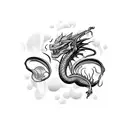 A chef singing while cooking with a dragon as their sous chef tattoo design idea