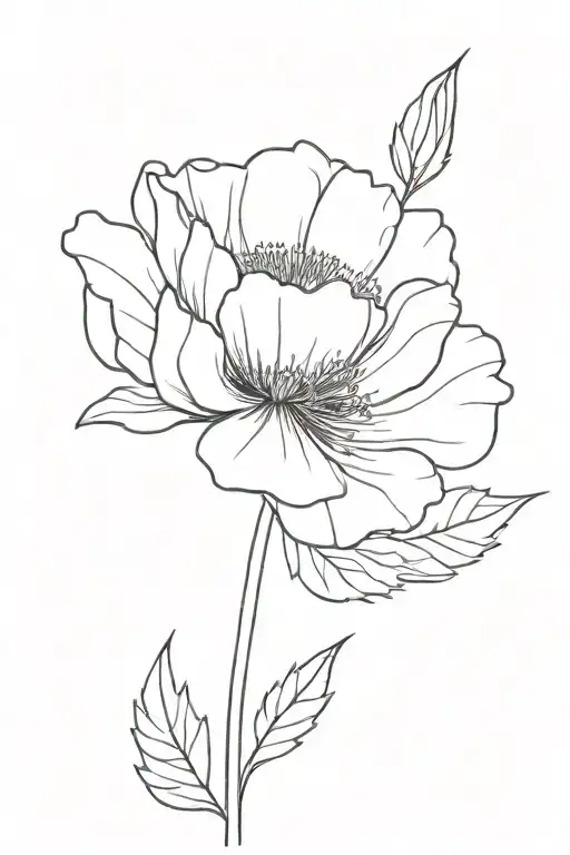 Poppy flower, aster flower, marigold flower tattoo design idea