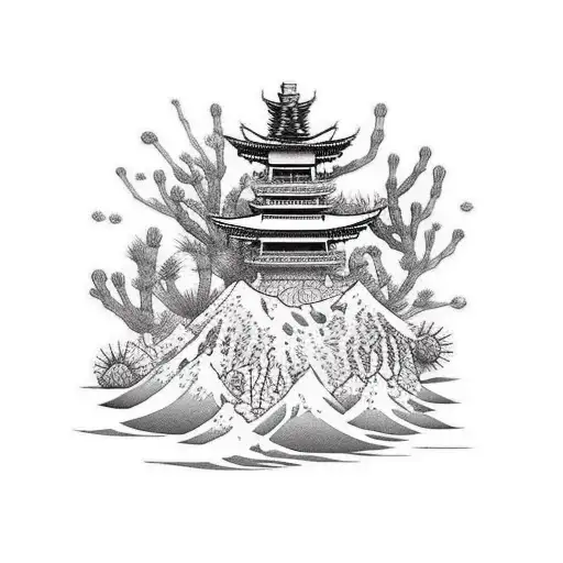 desert scene tattoo design idea