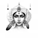 create an Indian woman with a European face and feathers on her head tattoo design idea