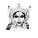 create an Indian woman with a European face and feathers on her head tattoo design idea