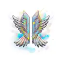 Wings with broken heards tattoo design idea