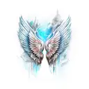 Wings with broken heards tattoo design idea