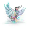 Wings with broken heards tattoo design idea