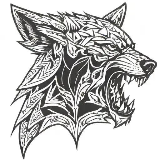 iron wolf head tattoo design idea