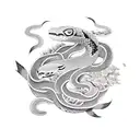 Snake and pisces tattoo design idea