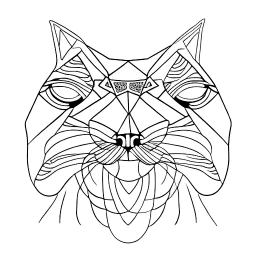 A minimalist tattoo of a cat's eyes reflecting the image of different animals tattoo design idea