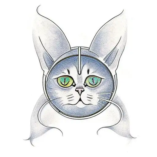 A minimalist tattoo of a cat's eyes reflecting the image of different animals tattoo design idea