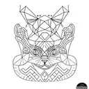 A minimalist tattoo of a cat's eyes reflecting the image of different animals tattoo design idea