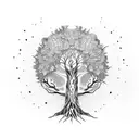 mother earth tree with animals tattoo design idea