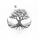 mother earth tree with animals tattoo design idea