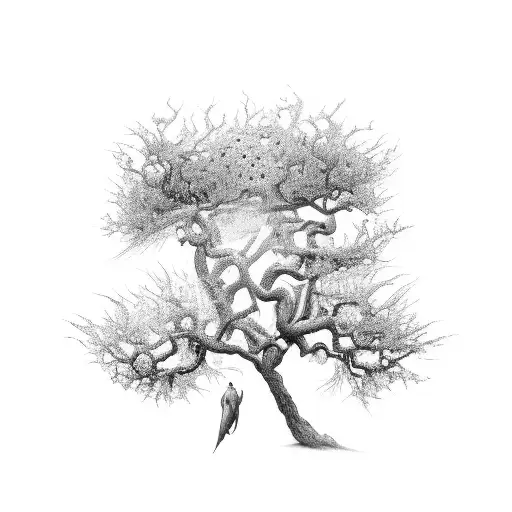 Tree of Life with carpe deum  tattoo design idea