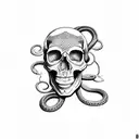 skull and snake tattoo design idea