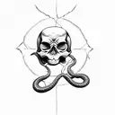 skull and snake tattoo design idea