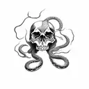 skull and snake tattoo design idea