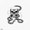skull and snake tattoo design idea