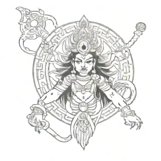 ferocious kali maa with tongue hanging out tattoo design idea