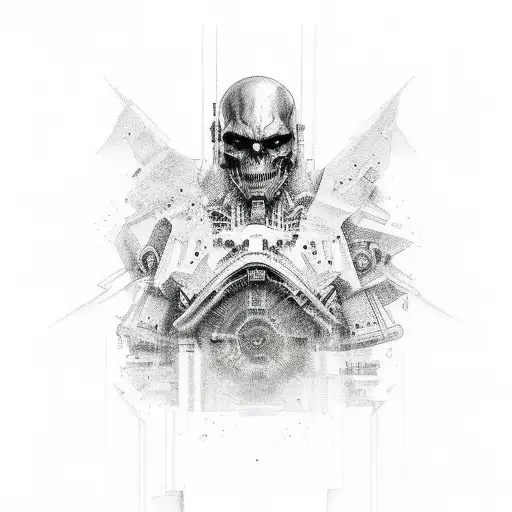 hard techno half good half evil tattoo design idea