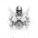 hard techno half good half evil tattoo design idea