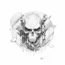 hard techno half good half evil tattoo design idea