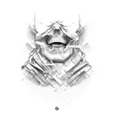 hard techno half good half evil tattoo design idea