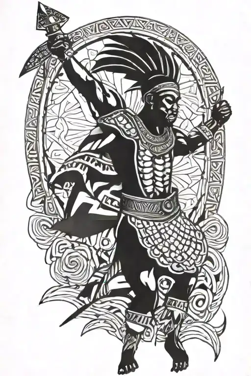 ghana warrior battling tattoo design idea