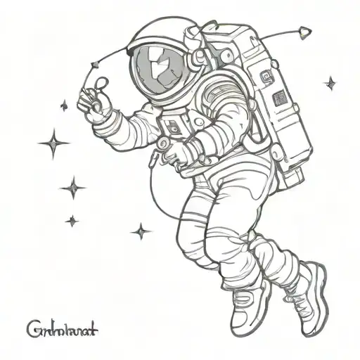 astronaut falling in space tattoo design idea