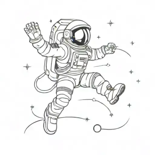 astronaut falling down in space tattoo design idea