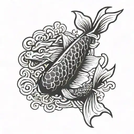 The logo of Anderlecht football club combined with a traditional Japanese koi fish design tattoo design idea