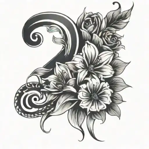 numbers 8-3-1 with flowers around it tattoo design idea