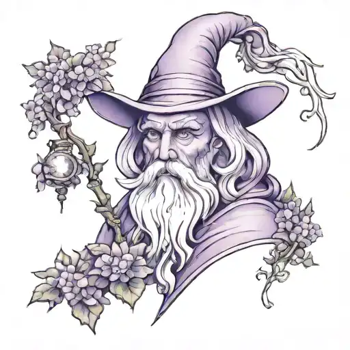 concept of lilac arcane wizard tattoo design idea