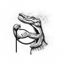 crocodile with boxing gloves watching television tattoo design idea