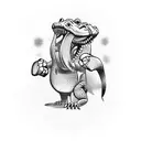 crocodile with boxing gloves watching television tattoo design idea