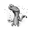 crocodile with boxing gloves watching television tattoo design idea