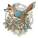 fox finch tattoo design idea