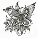 fox finch tattoo design idea